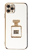 Eiroo iPhone 11 Pro Aynal Parfm Standl Beyaz Silikon Klf