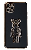 Eiroo iPhone 11 Pro Bearbrick Standl Siyah Silikon Klf
