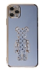 Eiroo iPhone 11 Pro Bearbrick Standl Mavi Silikon Klf