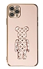 Eiroo iPhone 11 Pro Bearbrick Standl Pembe Silikon Klf
