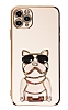Eiroo iPhone 11 Pro Bulldog Standl Pembe Silikon Klf