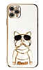Eiroo iPhone 11 Pro Bulldog Standl Beyaz Silikon Klf