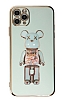Eiroo iPhone 11 Pro Candy Bear Standl Yeil Silikon Klf