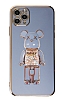 Eiroo iPhone 11 Pro Candy Bear Standl Mavi Silikon Klf