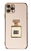 Eiroo iPhone 11 Pro Max Aynal Parfm Standl Pembe Silikon Klf