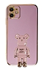 Eiroo iPhone 12 Baby Bear Standl Mor Silikon Klf