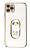 Eiroo iPhone 11 Pro Max Baby Panda Standl Beyaz Silikon Klf
