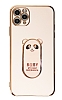 Eiroo iPhone 11 Pro Max Baby Panda Standl Pembe Silikon Klf