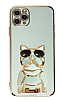 Eiroo iPhone 11 Pro Max Bulldog Standl Yeil Silikon Klf