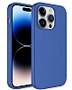 Eiroo iPhone 11 Pro Max MagSafe zellikli Mavi Silikon Klf