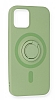 Eiroo iPhone 12 / 12 Pro 6.1 in Yzk Tutuculu Yeil Silikon Klf - Resim: 3