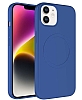 Eiroo iPhone 12 MagSafe zellikli Mavi Silikon Klf