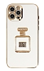 Eiroo iPhone 12 Pro Aynal Parfm Standl Beyaz Silikon Klf