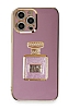 Eiroo iPhone 12 Pro Aynal Parfm Standl Mor Silikon Klf