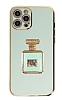Eiroo iPhone 12 Pro Aynal Parfm Standl Yeil Silikon Klf