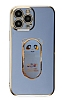 Eiroo iPhone 12 Pro Baby Panda Standl Mavi Silikon Klf