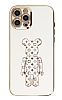 Eiroo iPhone 12 Pro Bearbrick Standl Beyaz Silikon Klf