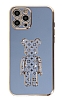 Eiroo iPhone 12 Pro Bearbrick Standl Mavi Silikon Klf