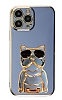 Eiroo iPhone 12 Pro Bulldog Standl Mavi Silikon Klf