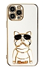 Eiroo iPhone 12 Pro Bulldog Standl Beyaz Silikon Klf