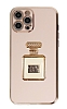 Eiroo iPhone 12 Pro Max Aynal Parfm Standl Pembe Silikon Klf