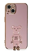 Eiroo iPhone 13 Baby Bear Standl Mor Silikon Klf