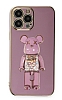 Eiroo iPhone 12 Pro Max Candy Bear Standl Mor Silikon Klf