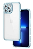 Eiroo iPhone 12 Pro Max Kamera Korumal Tal Mavi Silikon Klf