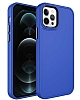 Eiroo iPhone 12 Pro Max Metal ereveli Mavi Rubber Klf