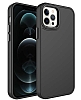 Eiroo iPhone 12 Pro Max Metal ereveli Siyah Rubber Klf