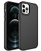 Eiroo iPhone 12 Pro Metal ereveli Siyah Rubber Klf