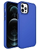 Eiroo iPhone 12 Pro Metal ereveli Mavi Rubber Klf