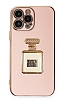 Eiroo iPhone 13 Pro Aynal Parfm Standl Pembe Silikon Klf