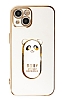 Eiroo iPhone 13 Baby Panda Standl Beyaz Silikon Klf