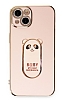 Eiroo iPhone 13 Baby Panda Standl Pembe Silikon Klf