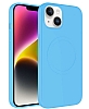 Eiroo iPhone 13 MagSafe zellikli Ak Mavi Silikon Klf