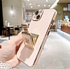 Eiroo iPhone 13 Mini Aynal Parfm Standl Siyah Silikon Klf - Resim 2