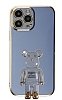 Eiroo iPhone 13 Pro Baby Bear Standl Mavi Silikon Klf