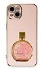 Eiroo iPhone 13 Parfüm Şişesi Standlı Pembe Silikon Kılıf