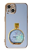 Eiroo iPhone 13 Parfüm Şişesi Standlı Mavi Silikon Kılıf