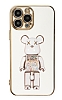 Eiroo iPhone 13 Pro Candy Bear Standl Beyaz Silikon Klf