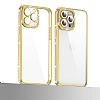 Eiroo iPhone 13 Pro Kamera Korumalı Taşlı Rose Gold Silikon Kılıf - Resim: 2