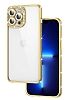 Eiroo iPhone 13 Pro Kamera Korumal Tal Gold Silikon Klf