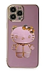 Eiroo iPhone 13 Pro Max Aynal Kitty Standl Mor Silikon Klf