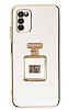 Eiroo Samsung Galaxy A03s Aynal Parfm Standl Beyaz Silikon Klf