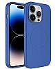 Eiroo iPhone 13 Pro Max MagSafe zellikli Mavi Silikon Klf