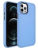 Eiroo iPhone 13 Pro Max Metal ereveli Mavi Rubber Klf