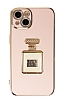 Eiroo iPhone 14 Aynal Parfm Standl Pembe Silikon Klf