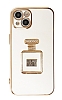 Eiroo iPhone 14 Aynal Parfm Standl Beyaz Silikon Klf