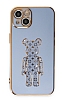 Eiroo iPhone 14 Bearbrick Standl Mavi Silikon Klf